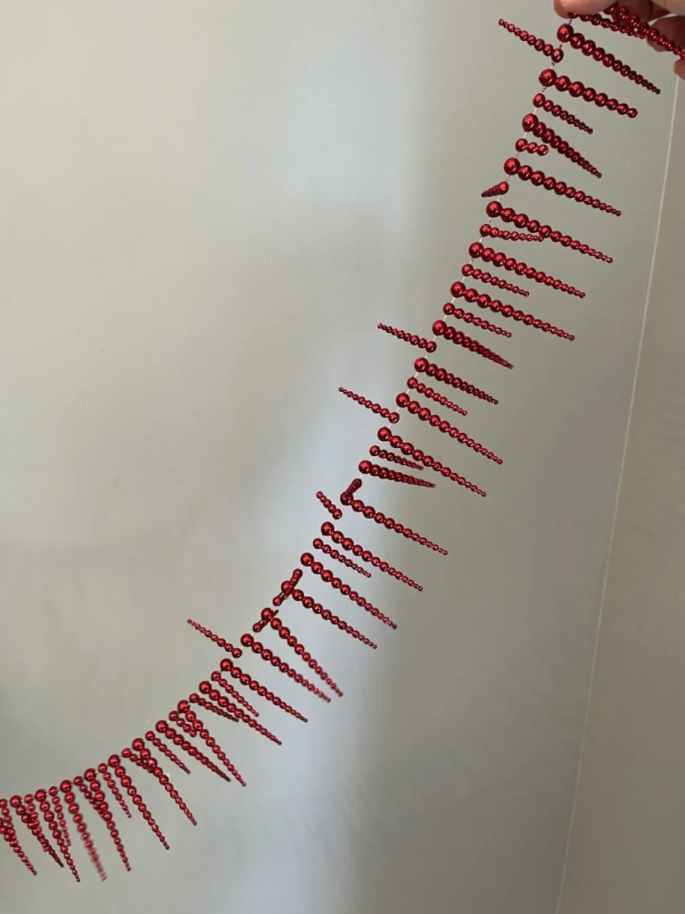 Vintage Red Plastic Icicle Garland Christmas Tree Decoration 5ft